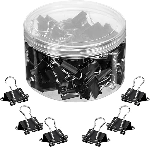 JANYUN - Clips pequeños para carpeta, 150 unidades de 0.748 in0.75 pulgadas, clips de metal para suministros de oficina, escuela y hogar (negro) disponible en Yaxa Colombia