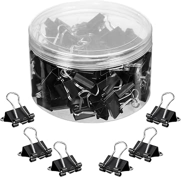 JANYUN Small Binder Clips, 150Pcs 19mm/0.75 Inch Small Paper Clamps Metal Clips for Office School Home Supplies Black