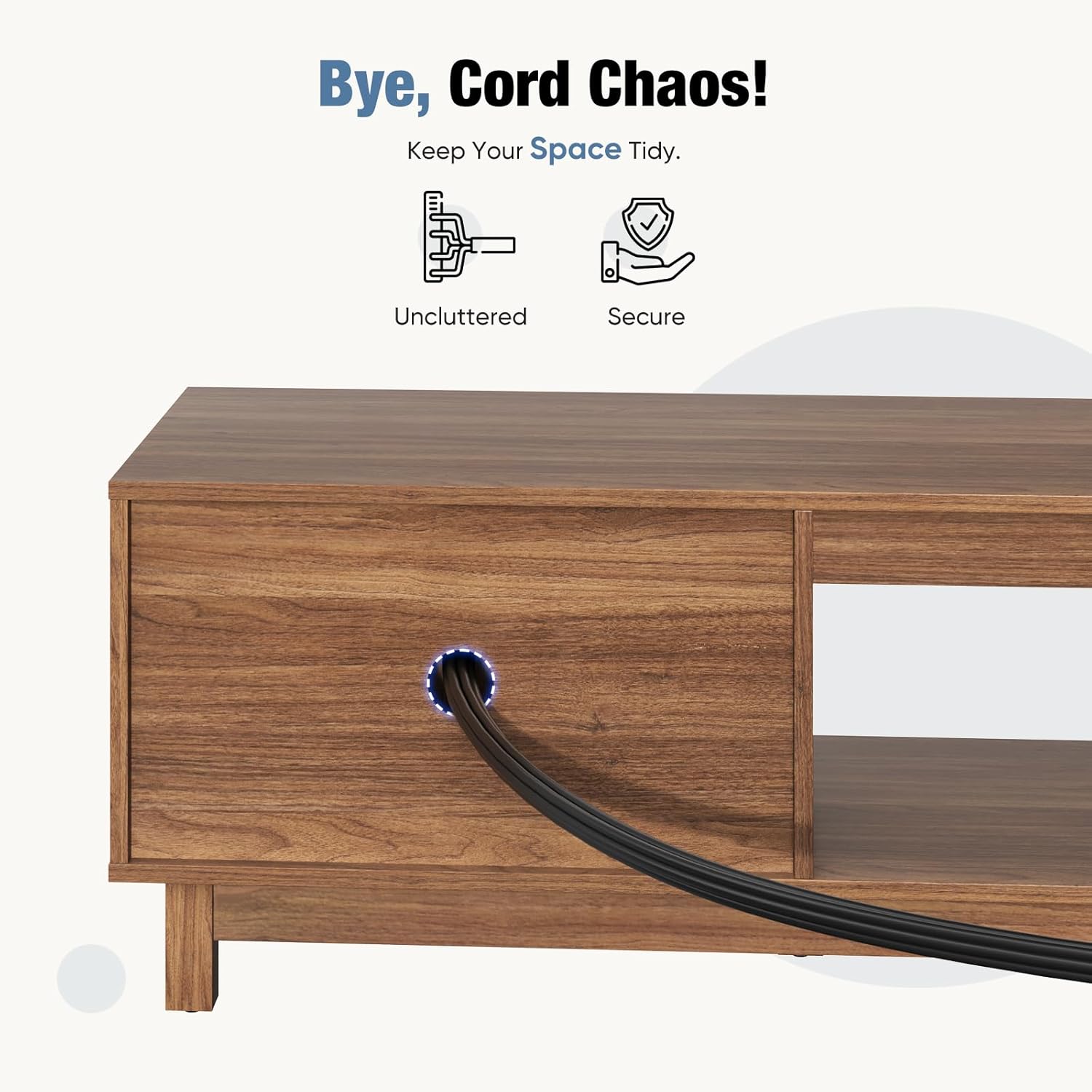 DUMOS 58" Mid Century Modern TV Stand, Mocha Brown Wood Entertainment Center with Storage Cabinets, Media Console Table with Straight Legs & Cable Management for Living Room, Bedroom, Office