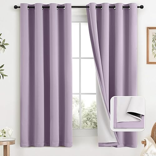 Miniatura 233 de COSVIYA Cortinas 100% opacas para dormitorio con forro negro, bloqueo de luz completa, aislamiento térmico y ojales, tratamiento de ventana de 54