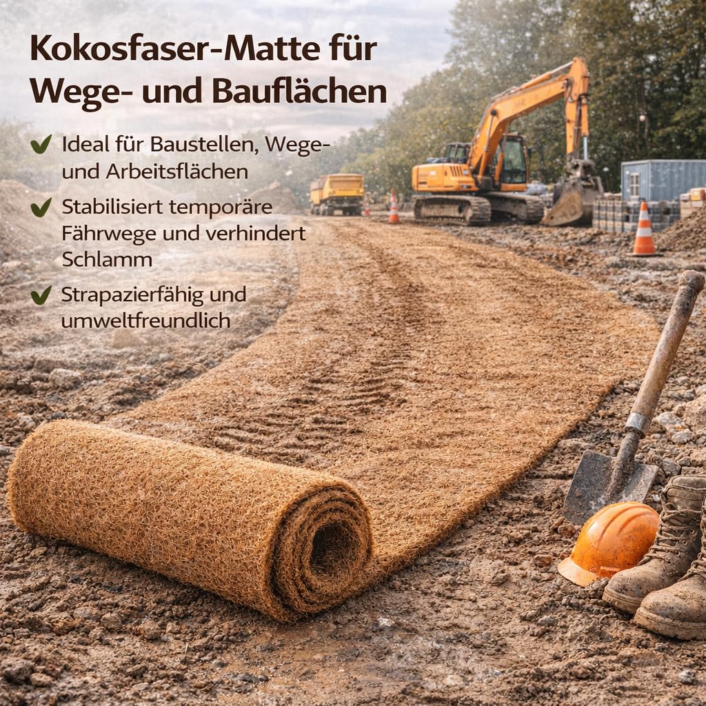 Kokosmatte 100% Biologisch Winterschutz für Pflanzen Kälteschutz in 25cm / 50cm / 75 cm / 100cm (Breite) - (Meterware) Garten (50cm x 5m)
