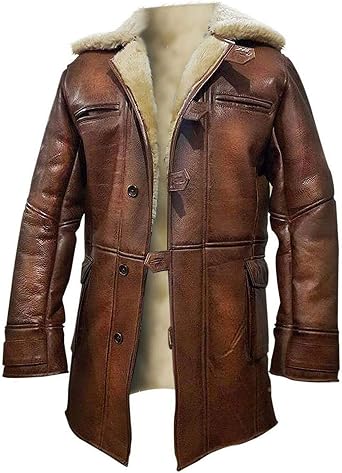 Tom Real Lambskin Long Faux Fur Sherpa Lined Hardy Leather Jacket Men Bane Coat- Bane Vest Adult Men