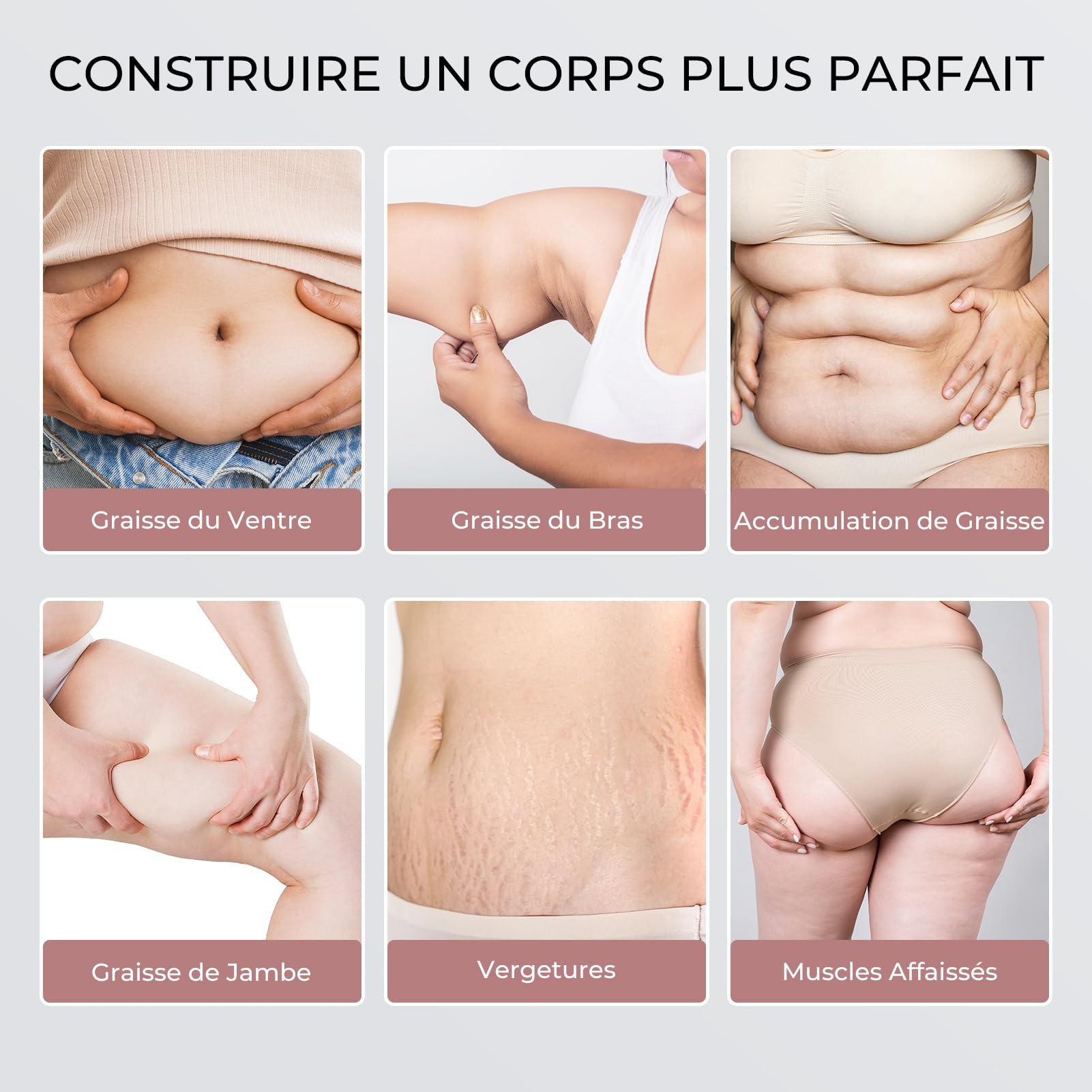 Masseur Anti Cellulite Appareil Massage Minceur Vibra Pro, 4 Têtes de Professionnel Pour La Taille, Ventre, Fesses, Bras, Unisexe, Lifte, Resserre et Masse la Peau (Or Rose)