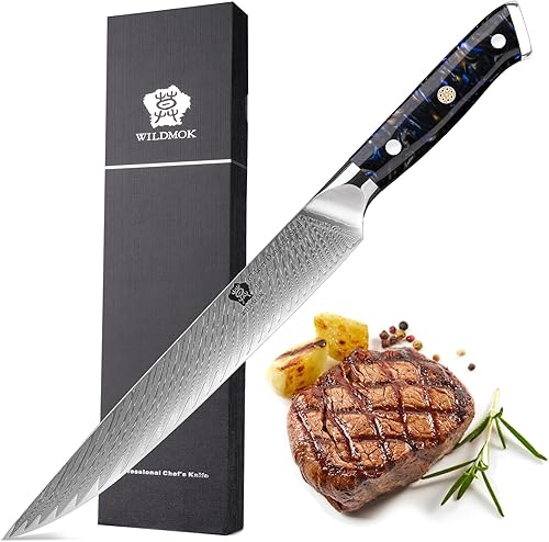 WILDMOK Cuchillos para tallar de 9 pulgadas, cuchillo de sushi ultra afilado, para cuchillos de carne, cuchillos japoneses de acero de Damasco disponible en Yaxa El Salvador