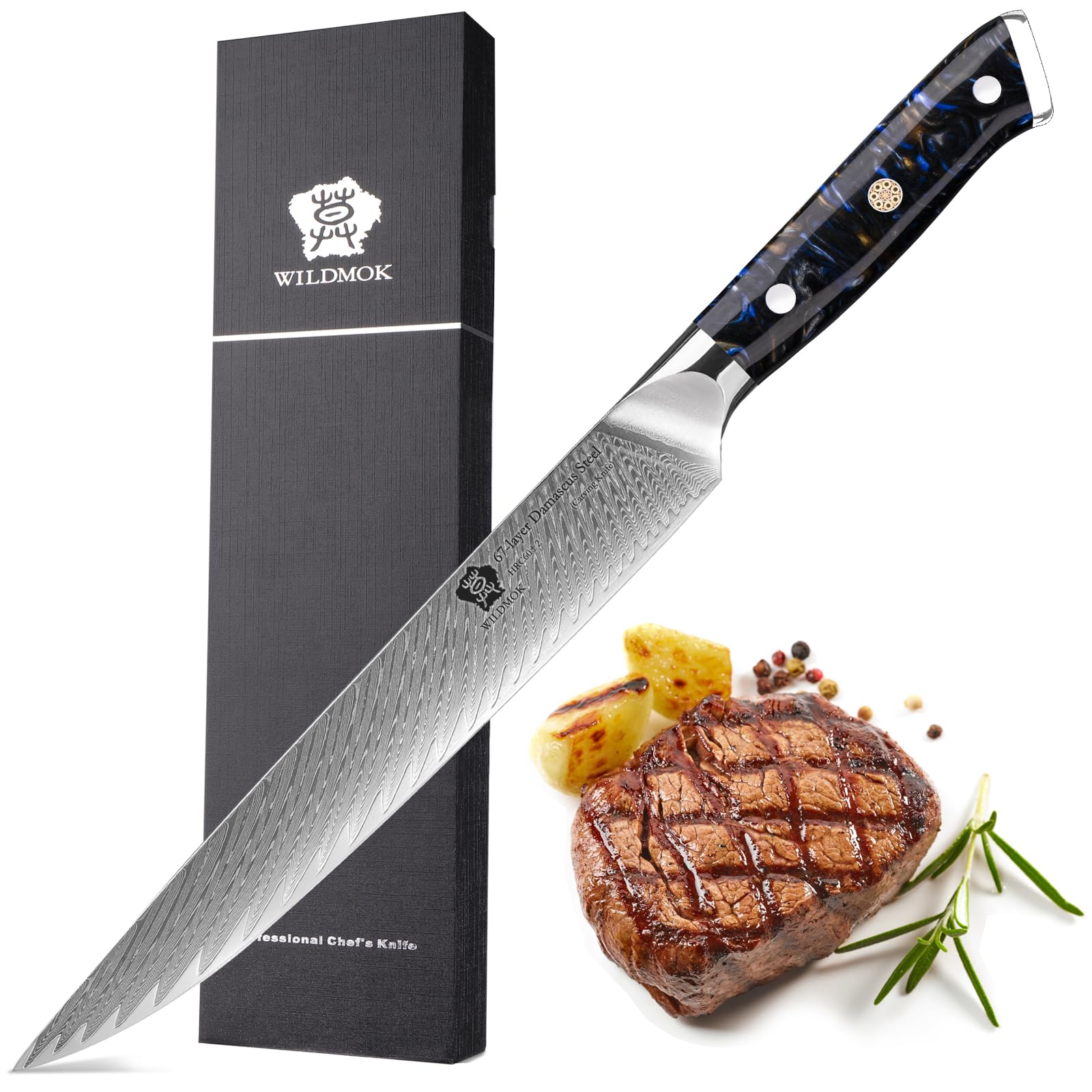 WILDMOK Damascus Carving Knife - 9 Inch -8 WILDMOK Damascus Carving Knife - 9 Inch -8