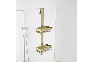 Gold Shower Caddy Over Shower Door, No Drilling Hanging Shower Caddy