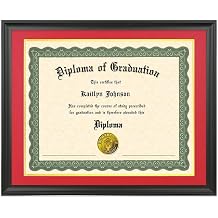 LTYHHK 13x17 Diploma Frame Solid Wood Black, Displays 13x17 Diplomas with Red Over Gold Mat or 16x20 Inch Without Mat, 13x17 Diploma Frame 13x17 inch Certificate Frames L23B1620RG1317