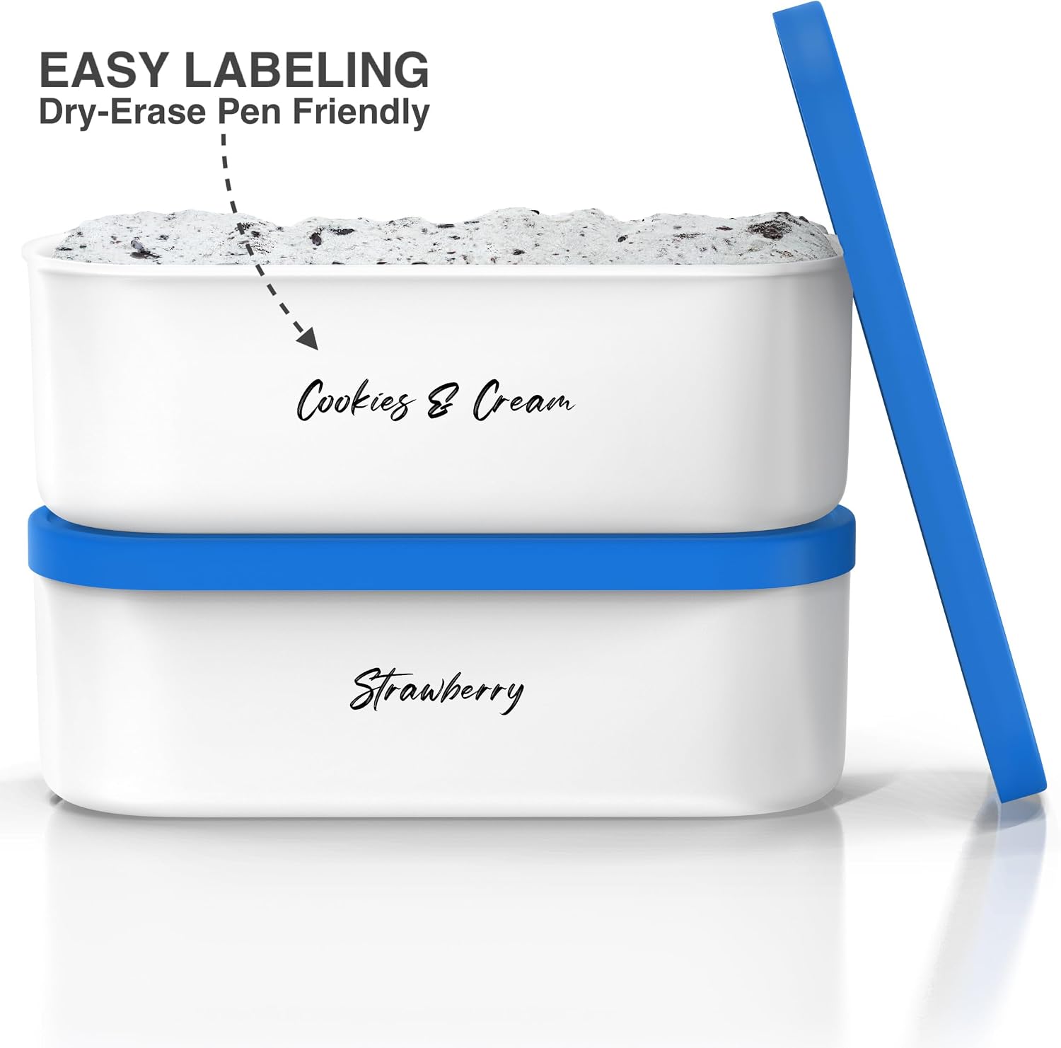 BALCI Ice Cream Containers 2 Quart Set of 2 - Blue image 2