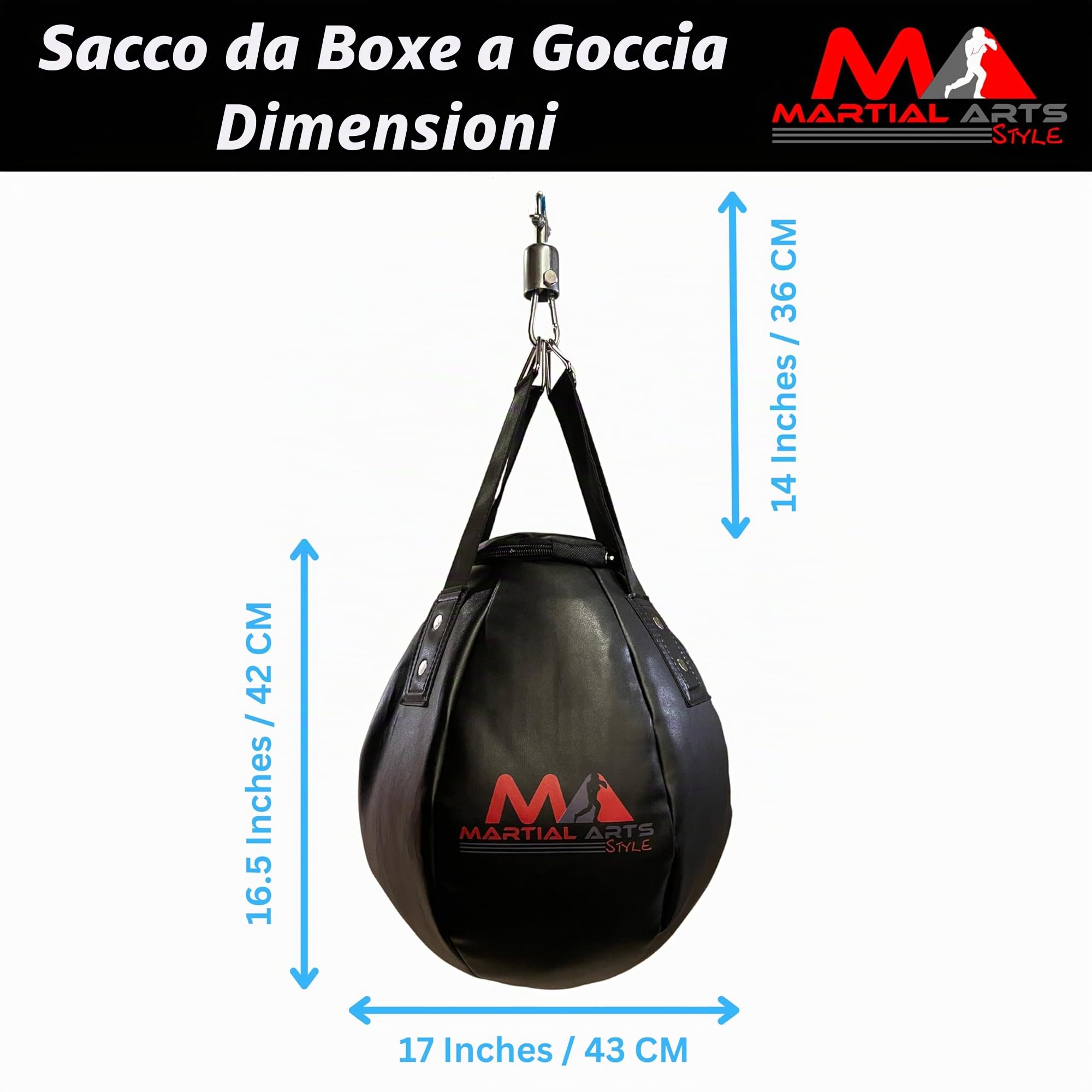Sacco da boxe professionale a goccia, per allenamento MMA, kickboxing, Muay Thai, di forma rotonda, pesante (non riempito)