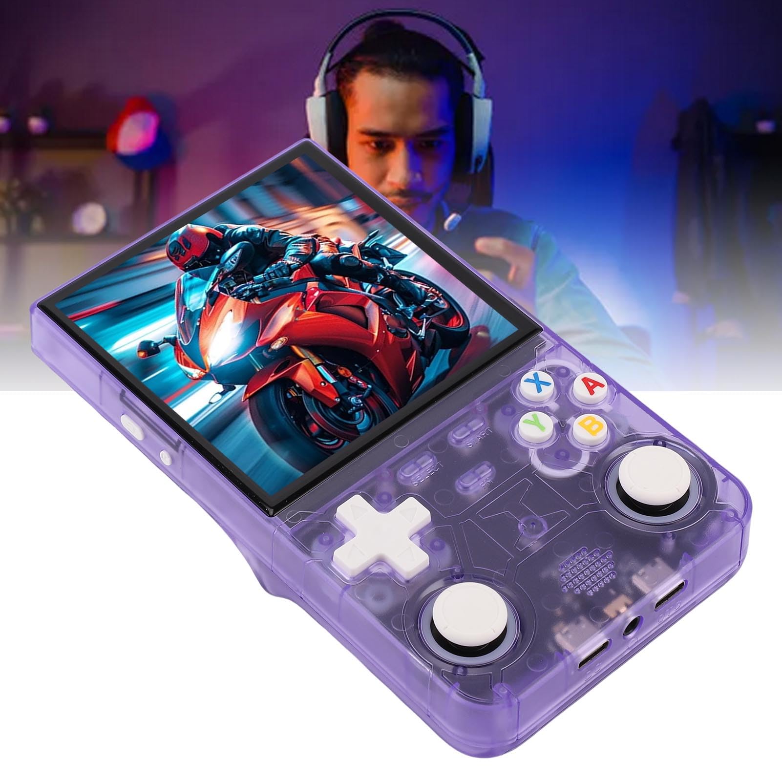 Console per Videogiochi Portatile Console per Videogiochi retrò con Doppio Joystick e Schermo da 4 Pollici per, di Gioco Multiplayer Portatile (64G)