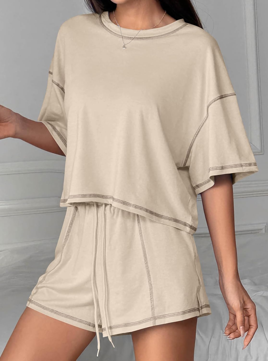 Remidoo Women’s 2 Piece Pajama Set Short Sleeve Crop Top and Shorts Lounge Sets Summer Sleepwear - Image 6