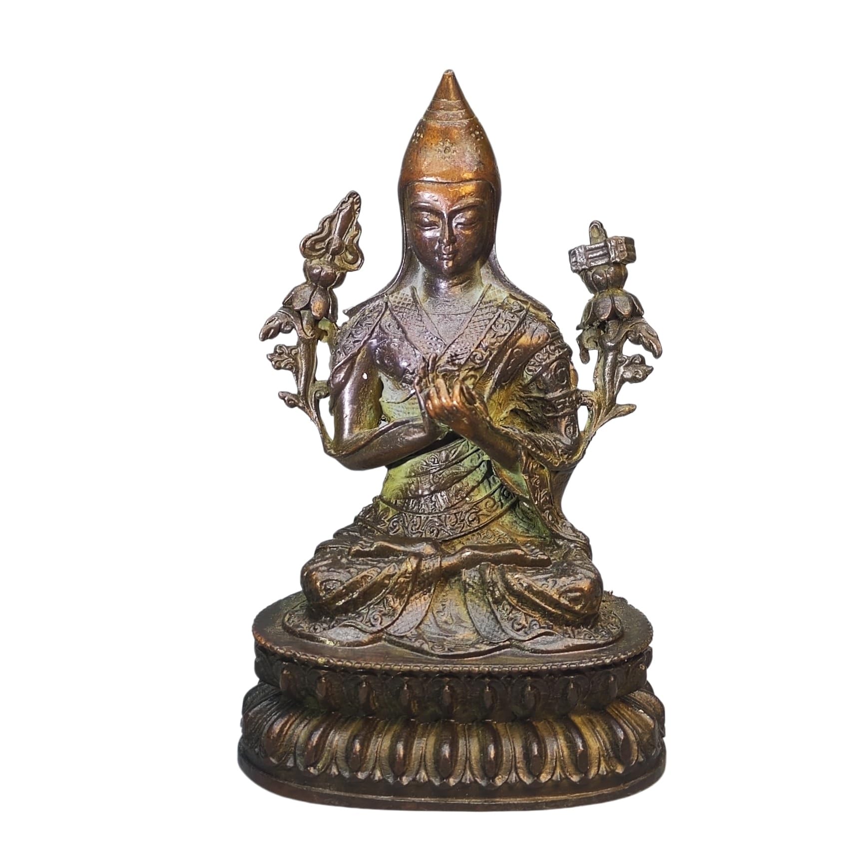 Huolimxun Antique And Distressed Bronze Buddha Statue Of Master Tsongkhapa