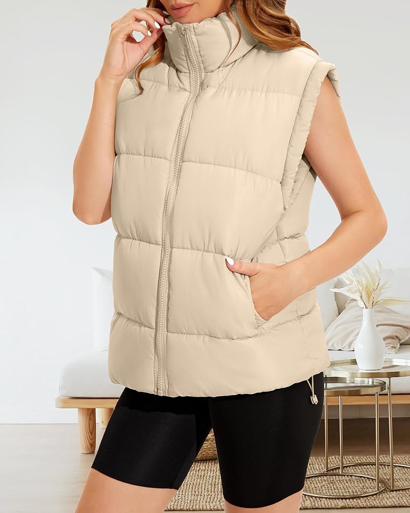 Polu Womens Puffer Vests Oversized Outerwear Vests Stand