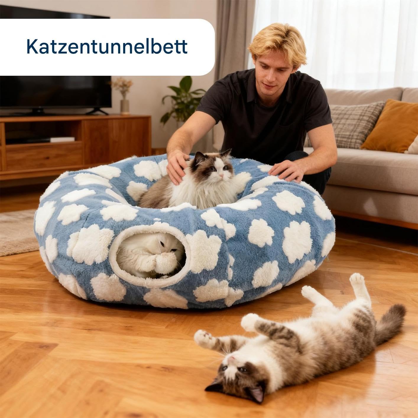 Tunnel Donut pour Chat Nid Lavable et Mignon