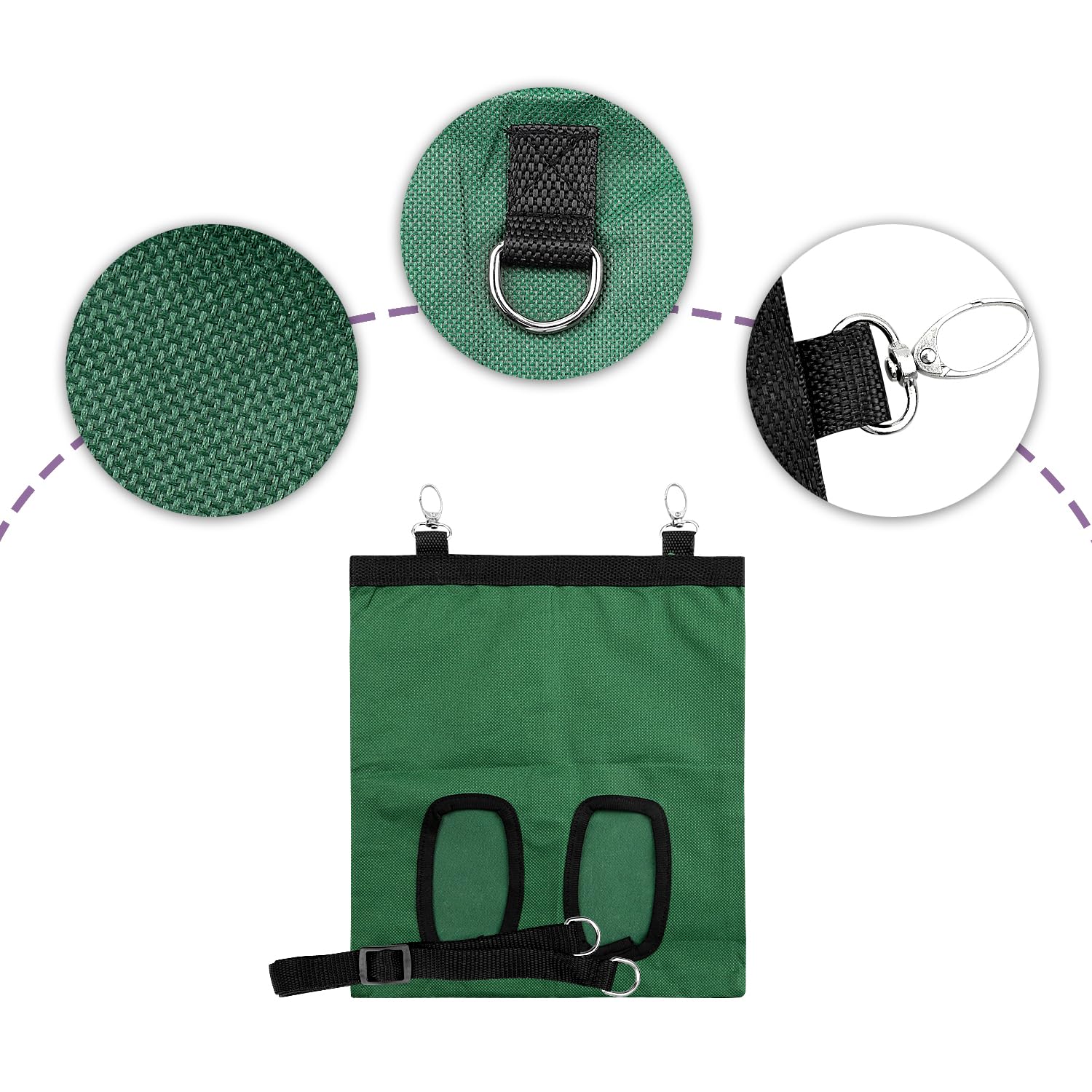 Rumyve Rabbit Hay Feeder Bag,Long Wear Feeder Bag,Oxford Fabric Hanging Bag,Small Animals Hay Feeder Bag for Rabbit Guinea Pig Hamster(Green) - Image 3