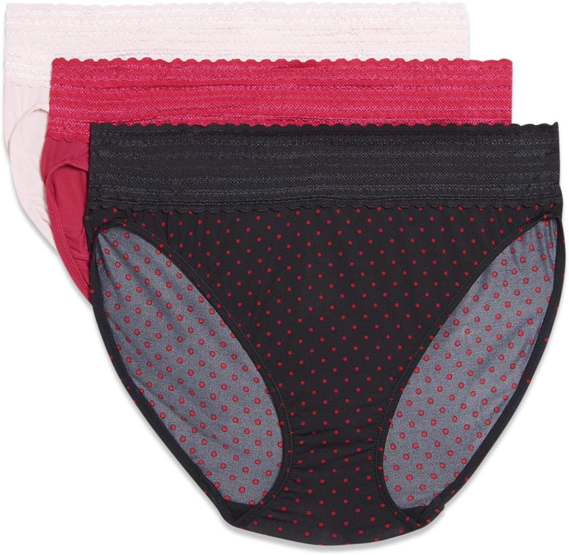 Warner'sWomen's Blissful Benefits Dig-Free Comfort Waistband with Lace Microfiber Hi-Cut 3-Pack 5109w