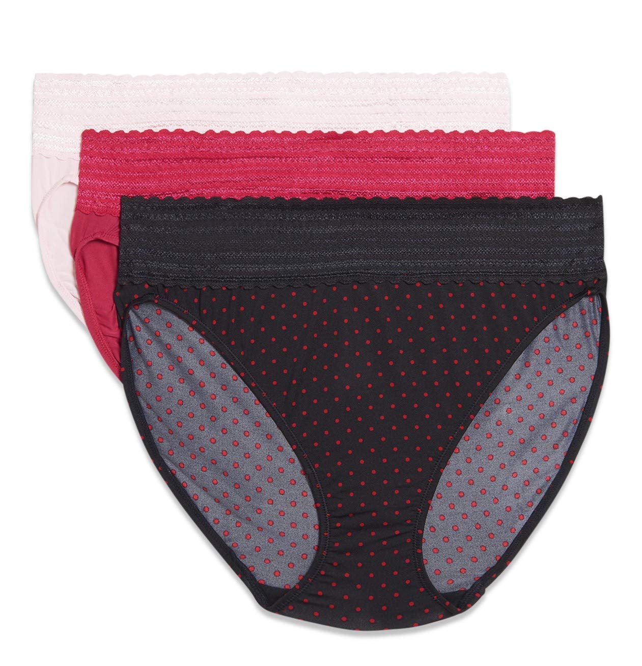 Warners Womens Blissful Benefits Dig-free Comfort Waistband With Lace Microfiber Hi-cut 3-pack 5109w Underwear