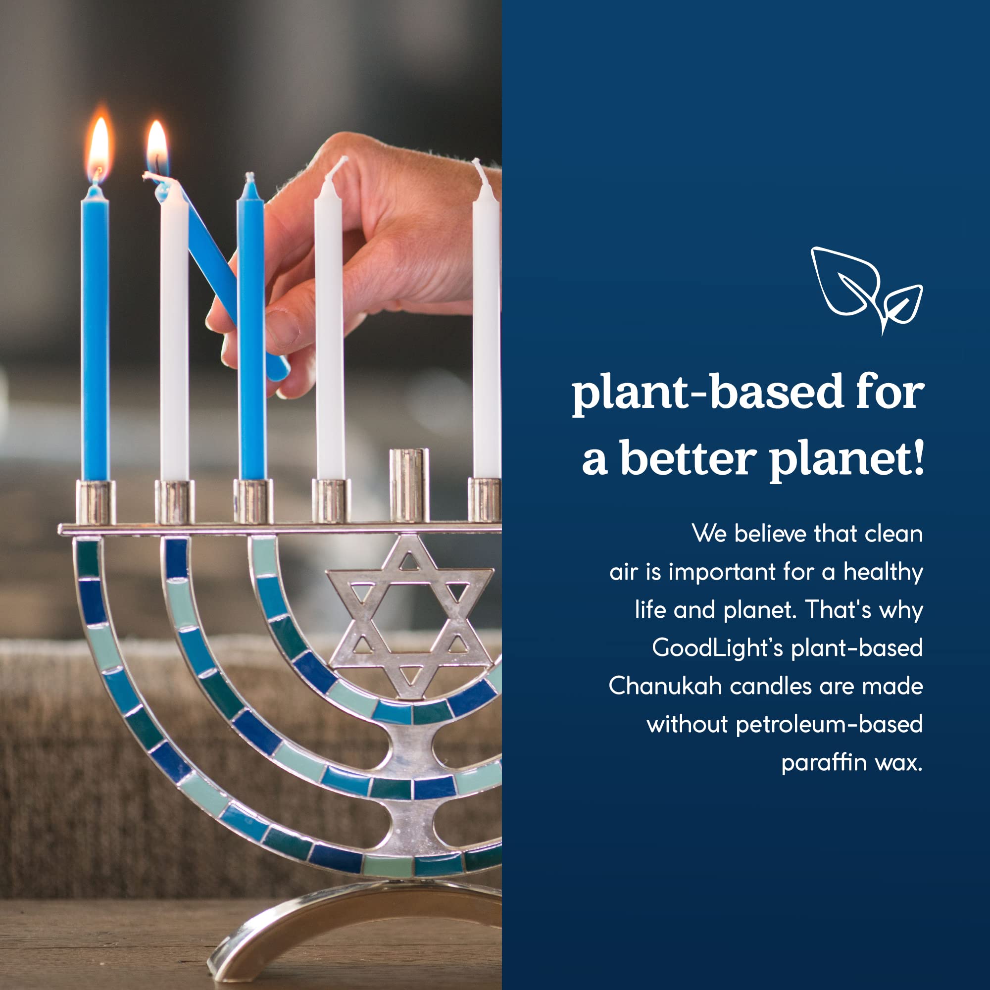 Bougies De Hanoukka GoodLight Naturelles Sans Paraffine - Bleues Et Blanches, Combustion Propre Pour Une Fête Lumineuse