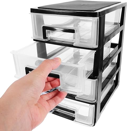 Miniatura 4 de Garneck 4 cajones portátiles para escritorio, nevera, organizador de tocador, organizador de cajones de almacenamiento, caja de plástico, cajones