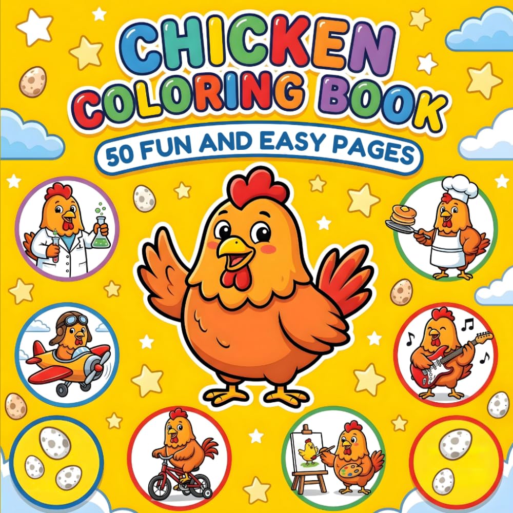 Chicken Coloring Book: Fun and Easy pages