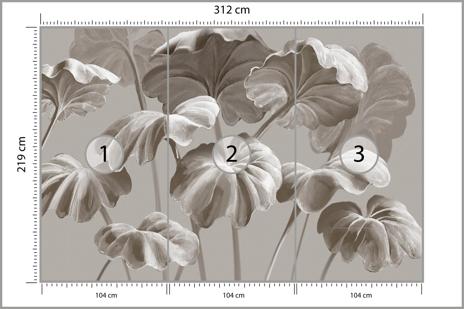 Muralo - Tapeta 3D z włókniny - fototapeta z efektem 3D - tapeta do salonu, sypialni, tapeta ścienna - fototapeta - duże, bujne liście - szer. 312 cm x wys. 219 cm