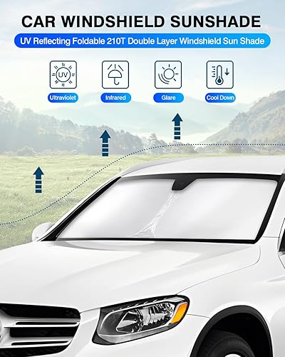 Miniatura 10 de KUST Parasol para parabrisas para Toyota Crown 2023 2024, accesorios para ventana, protector de visera solar, plegable, bloquea los rayos UV,