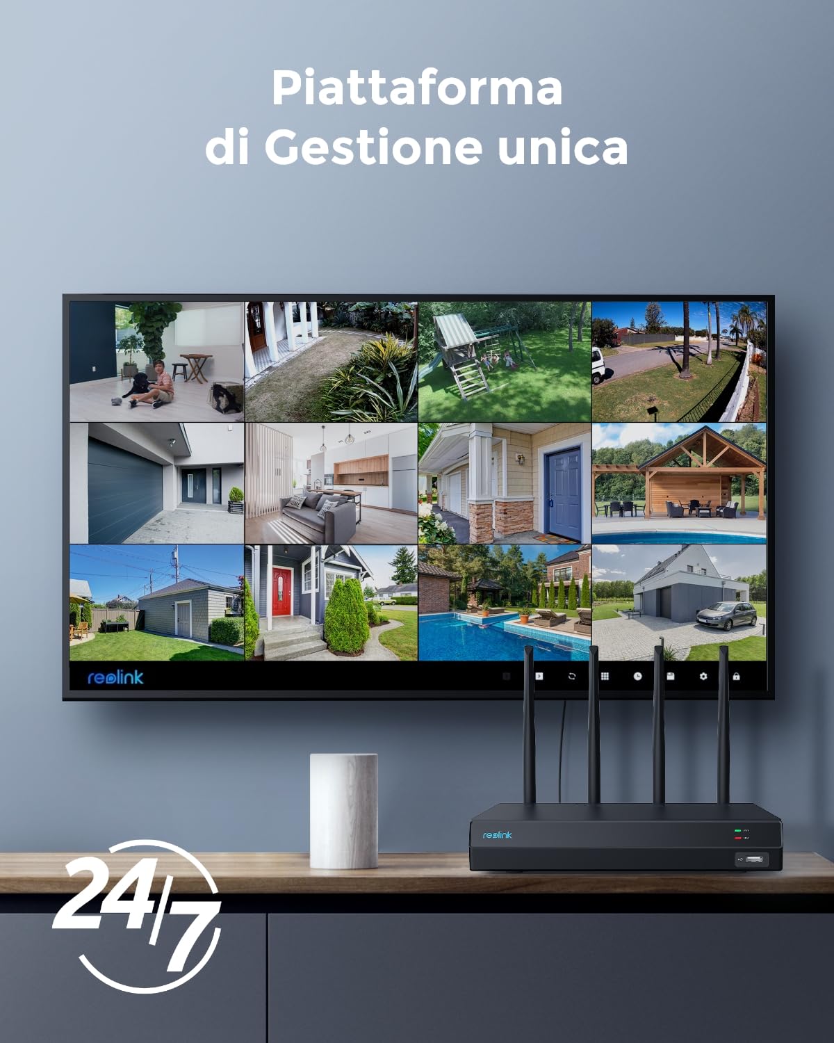 Reolink 4K 12CH NVR, Dual-band Wi-Fi 6, HDD 2TB Integrato, H.265, Supporta le Telecamere Wi-Fi e a batteria (tranne la telecamere 4G), Accesso Locale e Remoto, RLN12W (Ricondizionato)