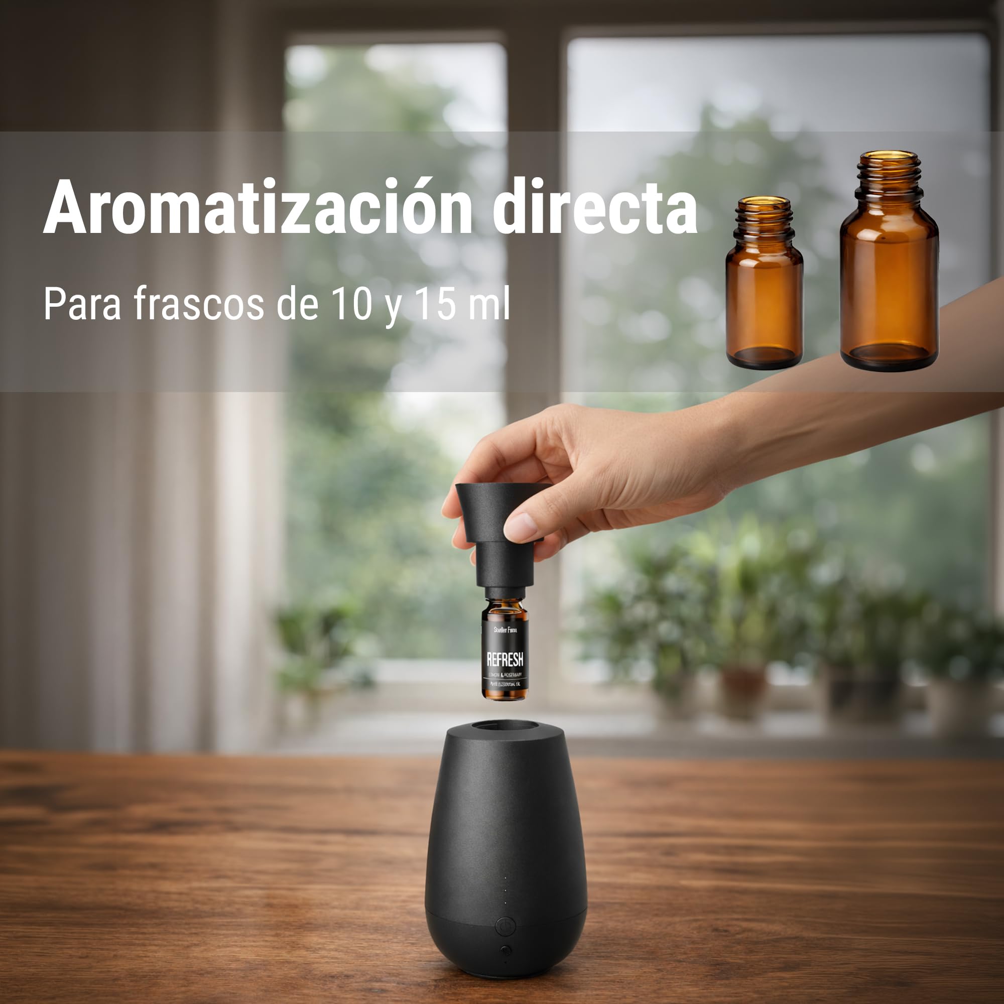 Difusor de Aromas Ella de Stadler Form, Sistema Inteligente de Pulverización de Fragancias, para Aceites Esenciales, sin Agua, sin Calor, Aroma Intenso, Inalámbrico, Sensor de Luz, Blanco