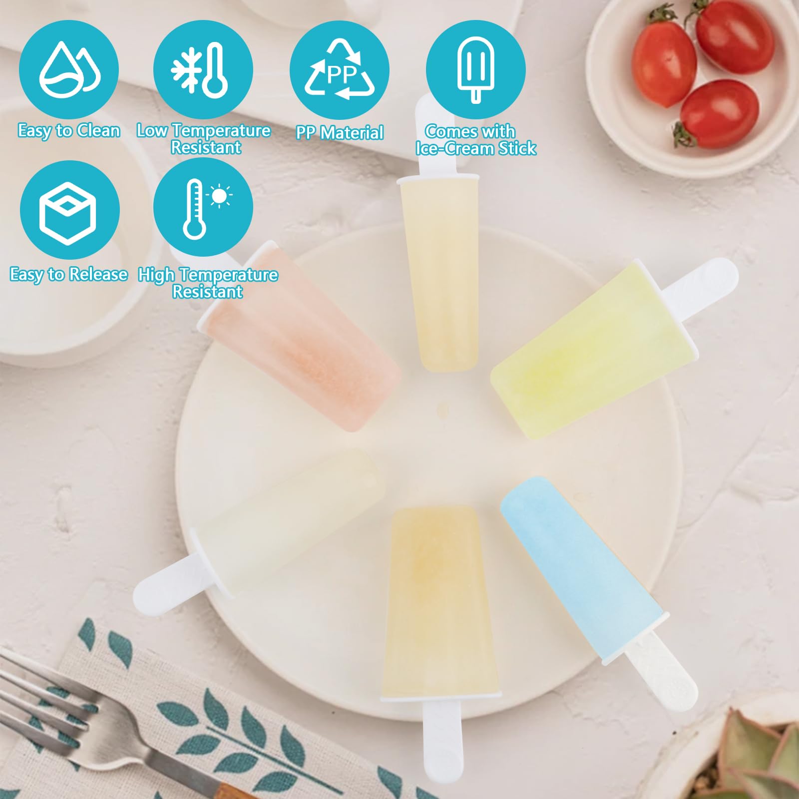 Moules à Glace Silicone 6 Motifs Animaux - Réutilisables, Sans BPA, Avec Bâtonnets, Pour Enfants - 8
