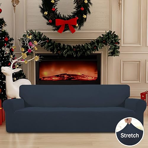 Vista 604 de Easy-Going - Funda elástica para sofá biplaza, 1 pieza, suave, con parte inferior elástica, protector para niños, tela jacquard de elastano y Gris