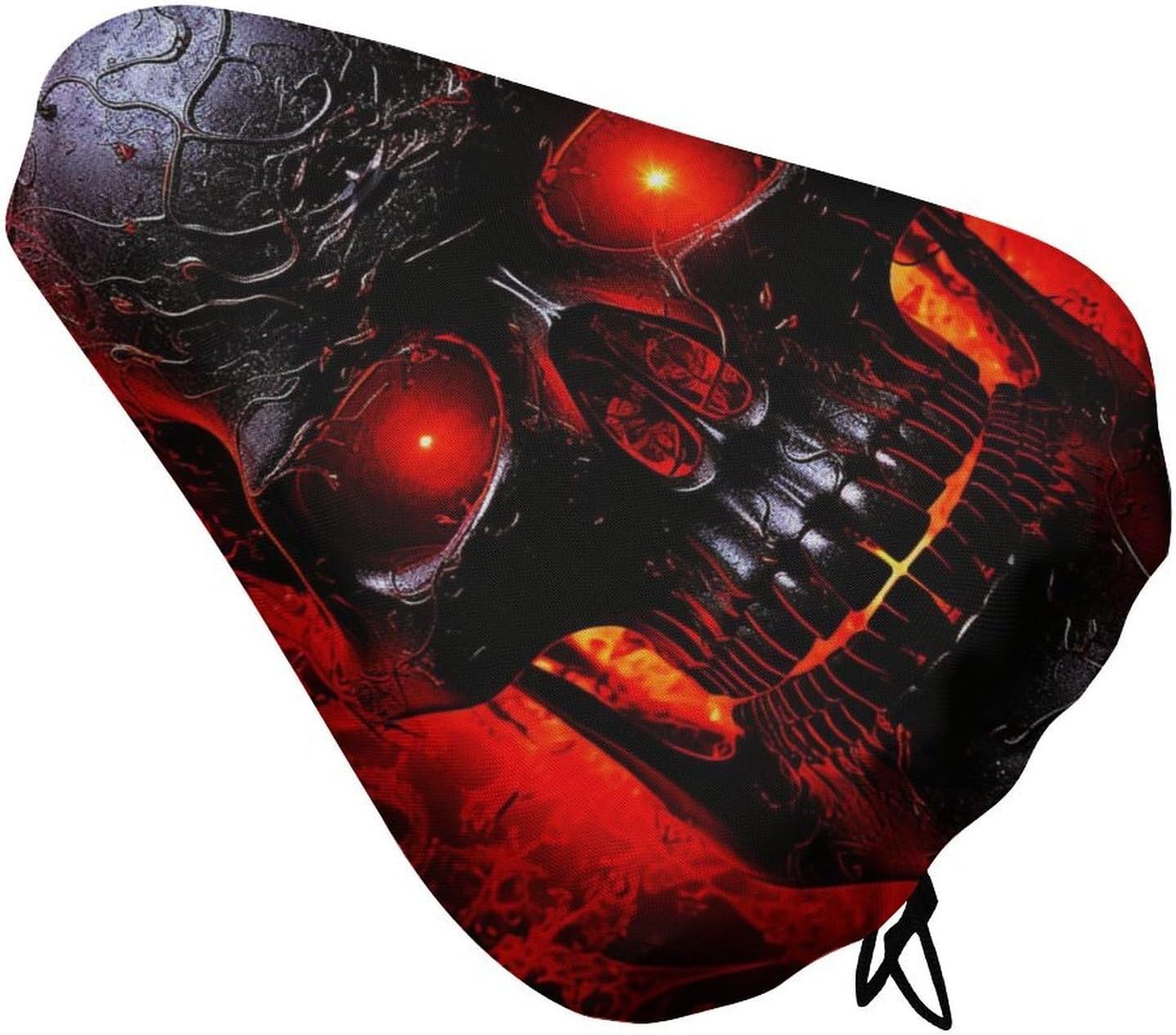 Black and Red Skull Bike Seat Cover Soft Waterproof Bike Saddle Rain Cover with Drawstring Rainproof Dust Resistant Bicycle Seat Cushion Protector for Outdoor Travel, Stationary Bikes