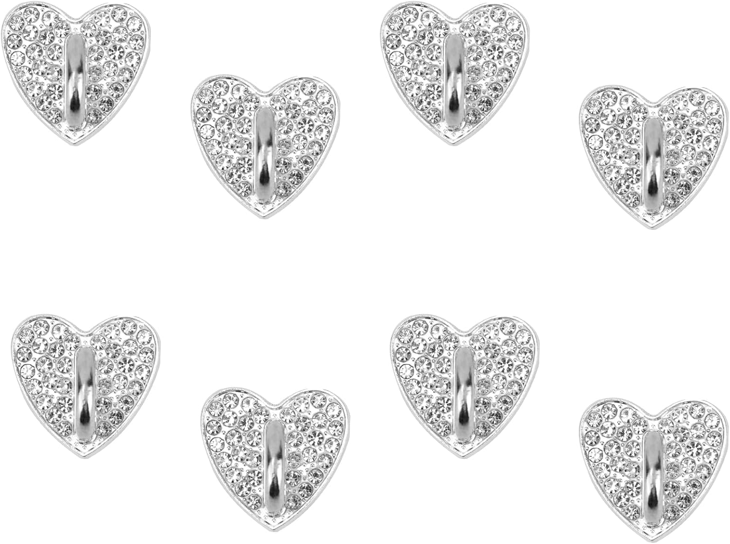 8pcs Rhinestone Heart Phone Charm Holder, 0.83inch Cell Phone Charm Hook