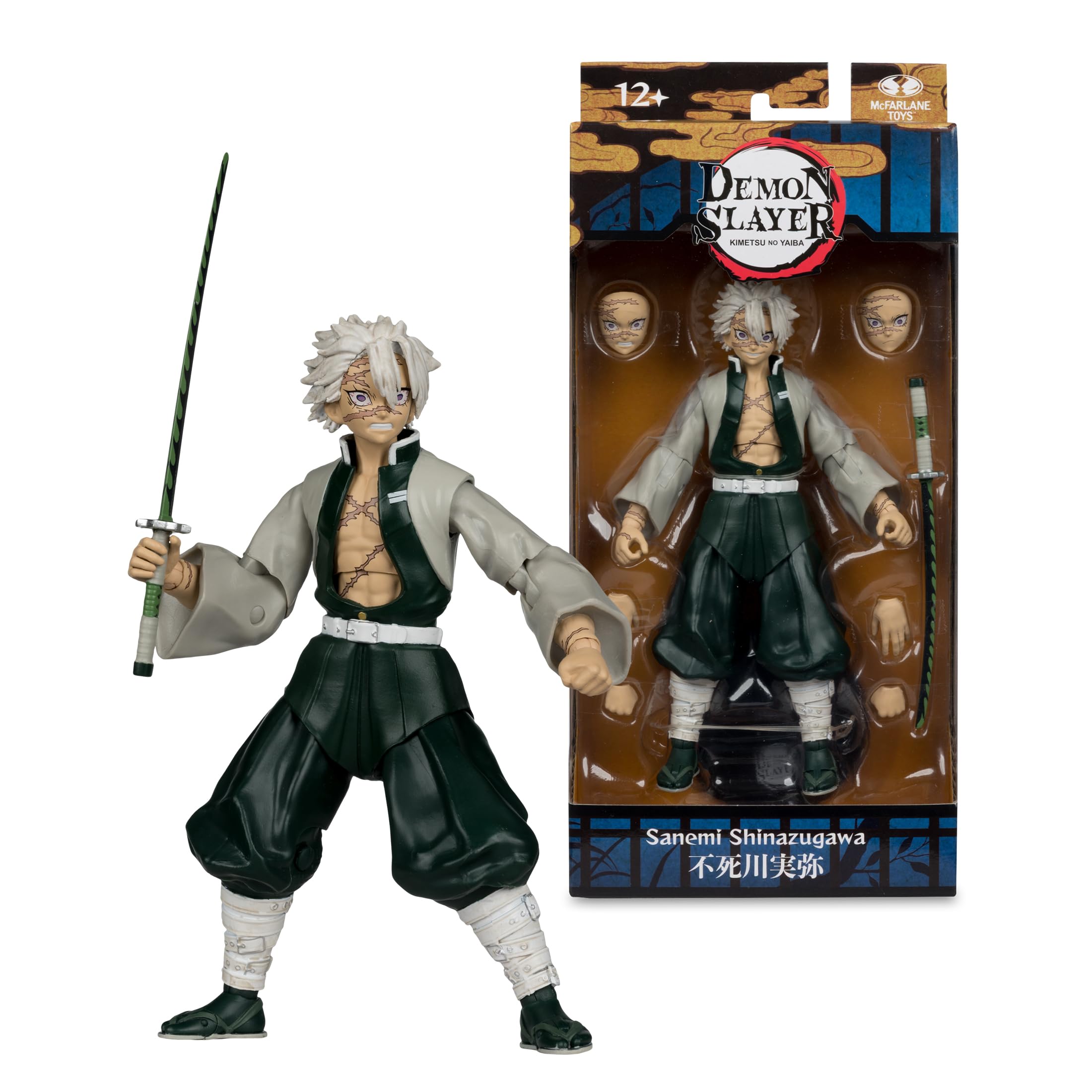 Demon Slayer: Kimetsu no Yaiba Action Figure Sanemi Shinazugawa 17 cm | Demon Slayer Kimetsu No Yaiba - Figura de acción de 7 pulgadas Wave 7 - Sanemi Shinazugawa