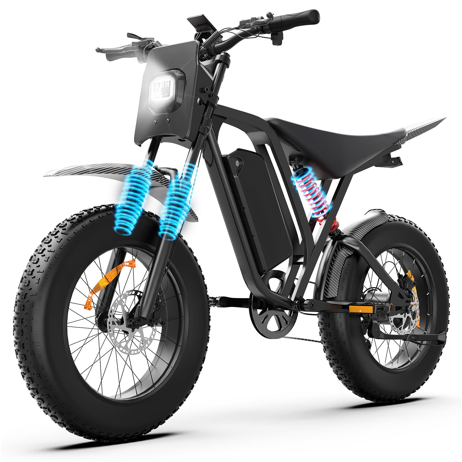 R700 Bicicletta Elettrica da Trekking per Donna Uomo, 20 x 4" Grassi Pneumatici Ebike Con 52V 25Ah Batteria Rimovibile, Motore da 250 W, 80KM Autonomia, con Cambio a 7 Marce, per Adulti