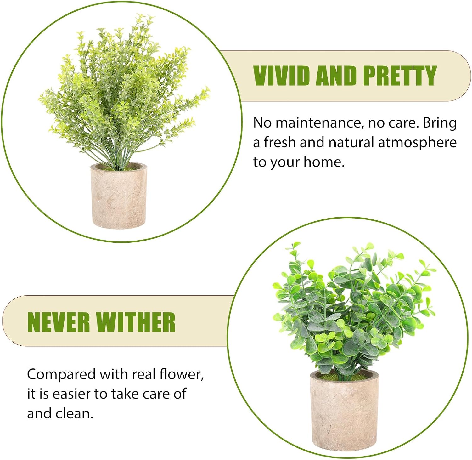 Realistic 3pcs Artificial Eucalyptus Bonsai Set with Flocking Paper Pulp Pots, Decorative Faux Potted Plants for Home Office Desktop Greenery Decor
