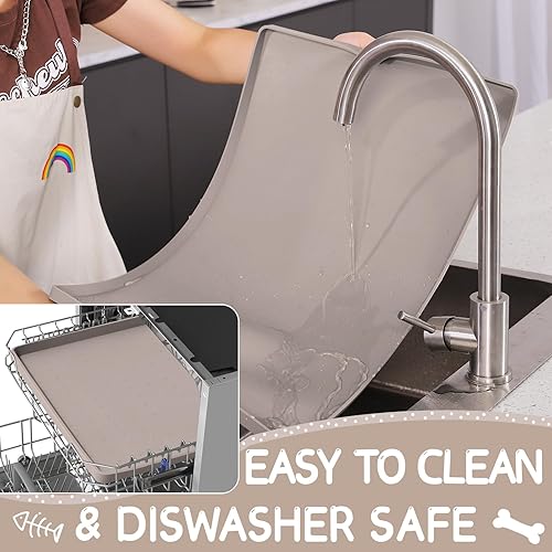 Vista 43 de MateeyLife Tapete de silicona para comida para gatos y perros para pisos, impermeable, antideslizante para alimentos y agua, tapete de alimentación