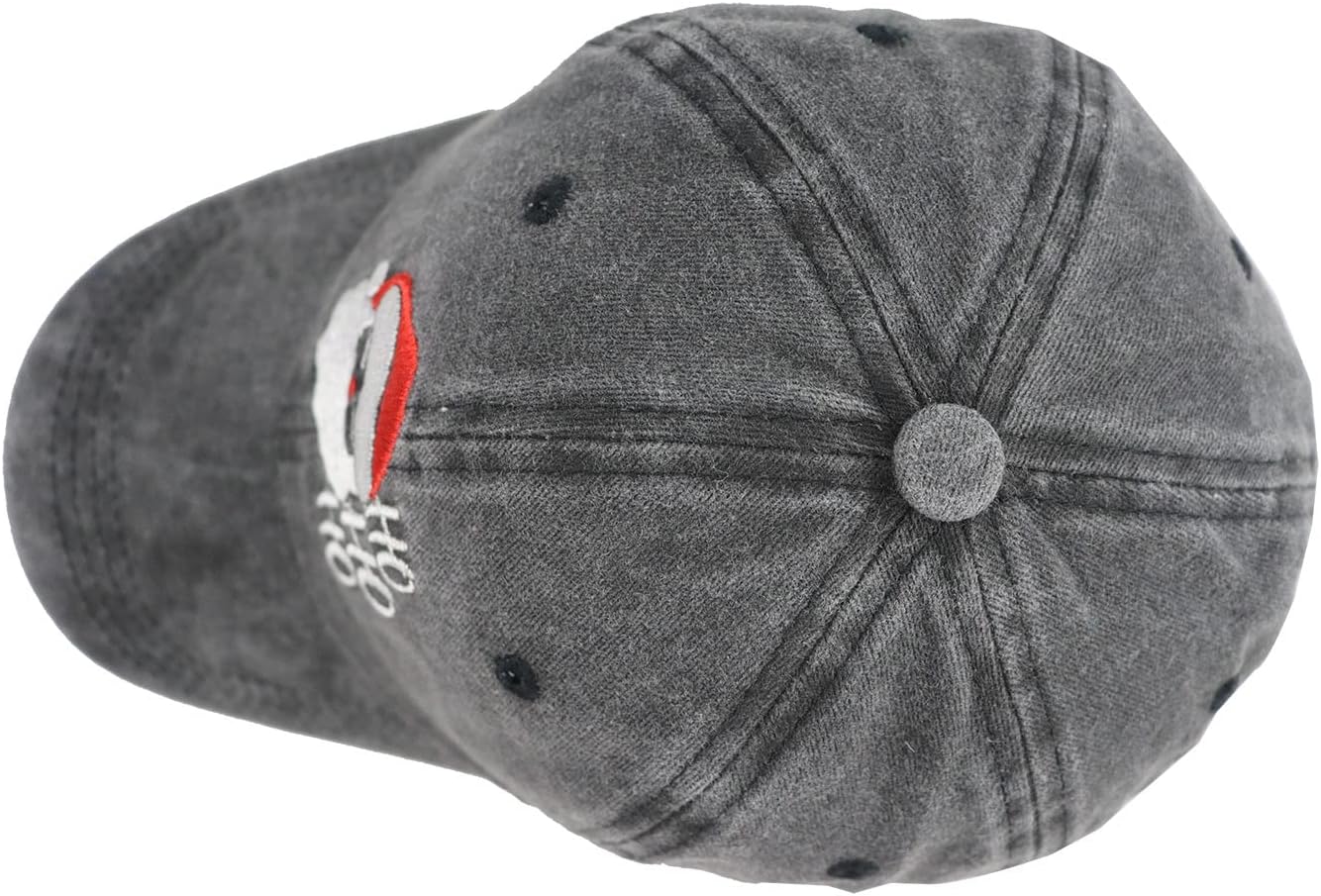 KKMKSHHG Christmas Santa Hat for Men and Women, Vintage Funny Christmas Santa Claus Distressed Adjustable Embroidered Baseball Cap (HO HO HO) - Image 4