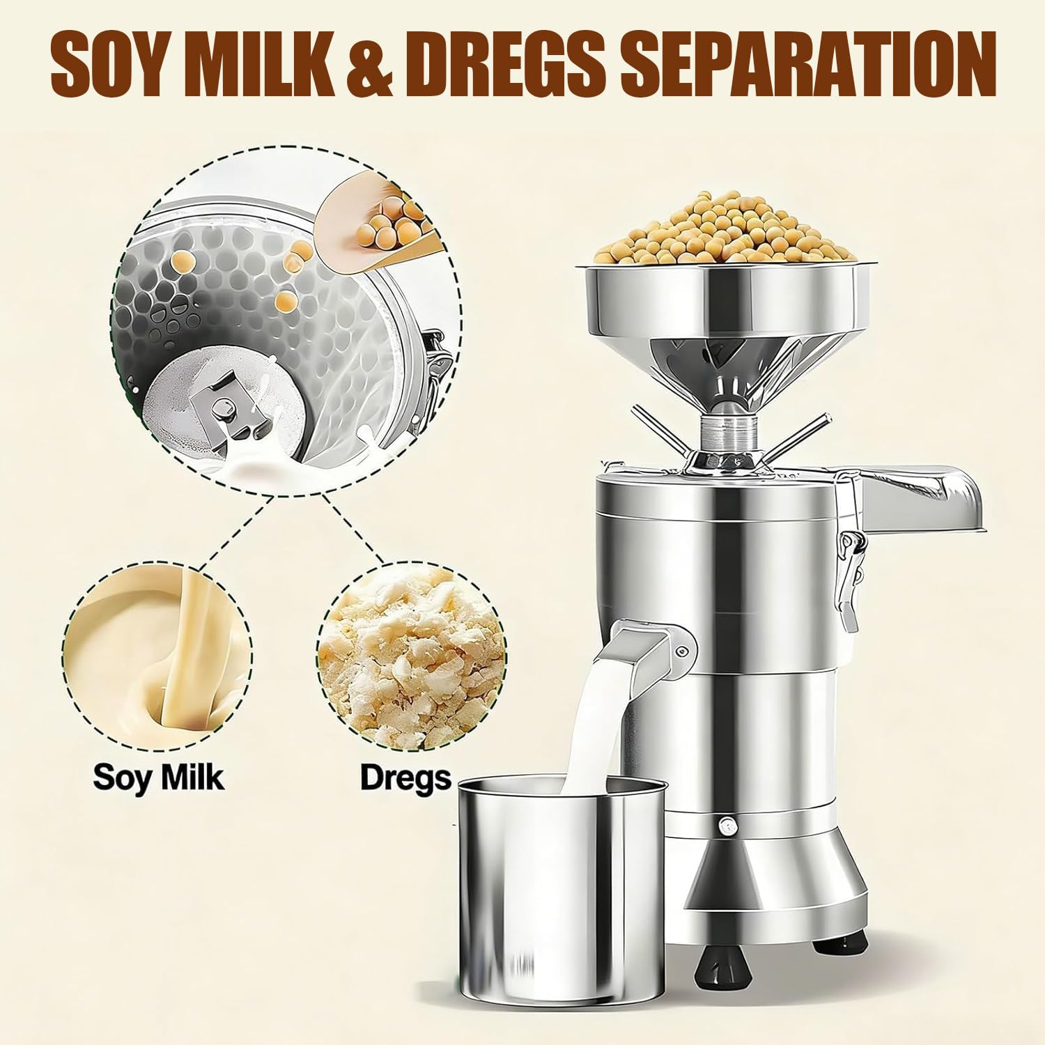 Automatyczny młynek do mleka sojowego 1800 W, 70 kg/h, 2800 obr./min, stal nierdzewna, wydajne usuwanie żużla do mleka sojowego, tofu, kawy, restauracji