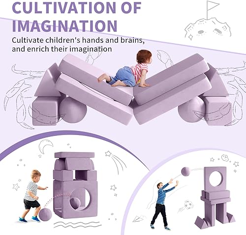 Miniatura 26 de 12 sofás modulares de juego para niños con 2 bolas y túnel, sofás de juego para niños pequeños para sala de juegos, sofás modulares para juego de