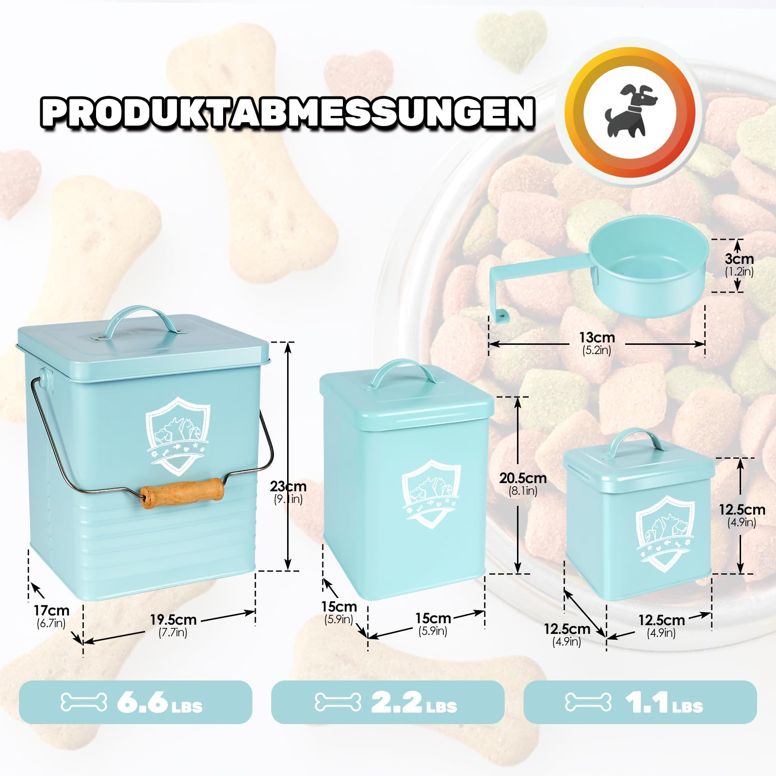 Contenitori Per Cibo Per Animali 3 Pezzi - Barattoli Metallici Con Coperchio Sigillato - Foto 5