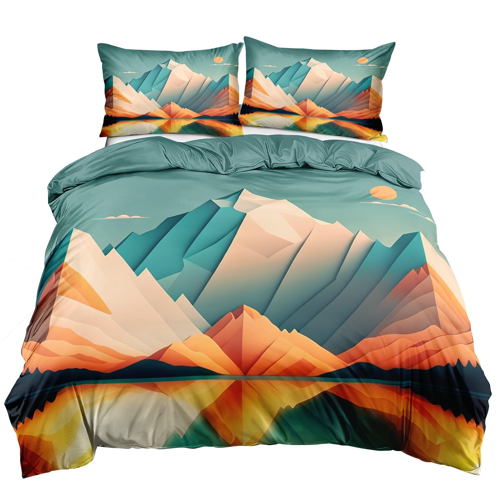 Parure housse couette 220x240 montagne abstrait pour une ambiance chalet moderne