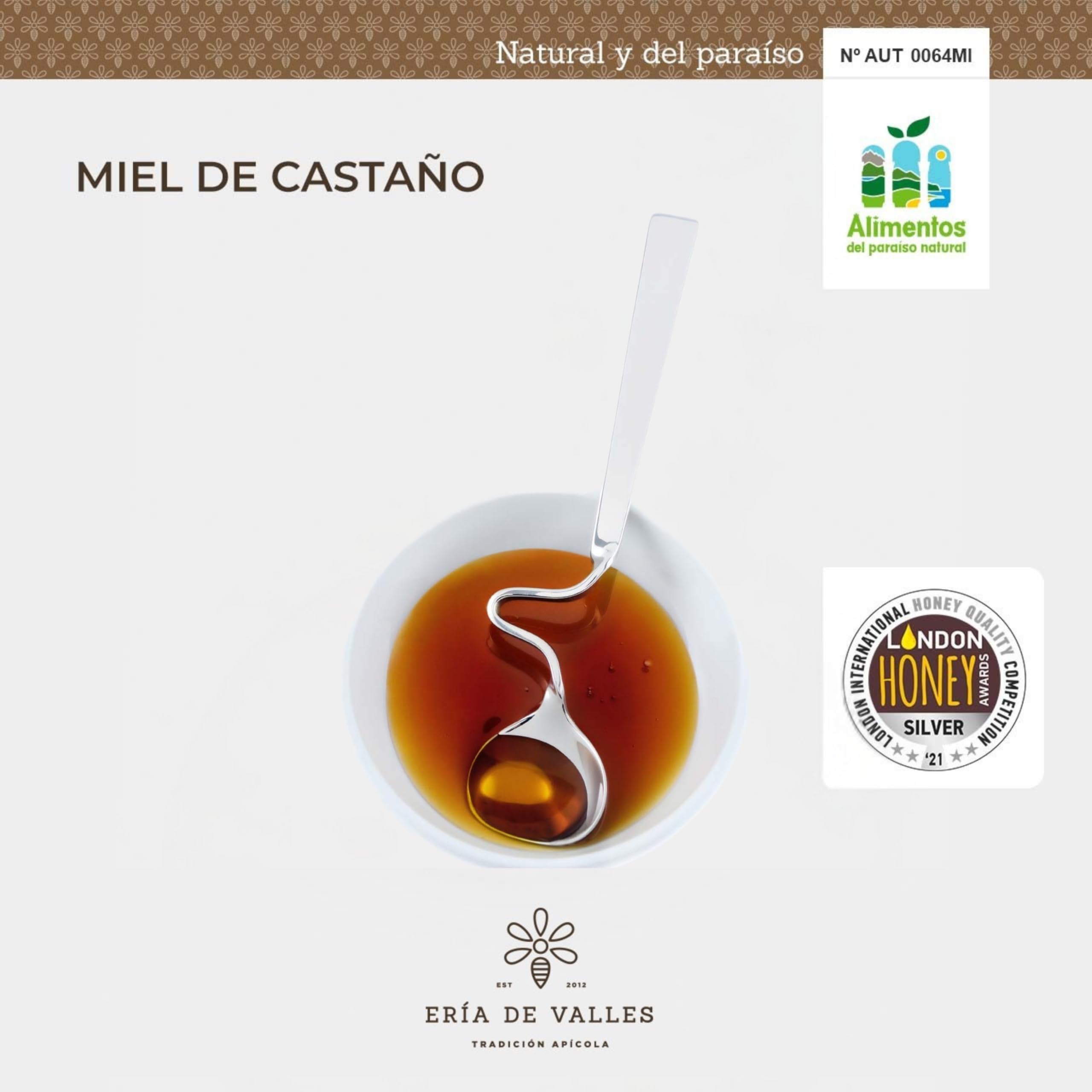 Eria de Valles – Miel de Castaño de Asturias 100% Natural – Aroma Amaderado y Floral, Sabor Dulce y Notas Saladas – Miel Cruda Artesanal (750 g)