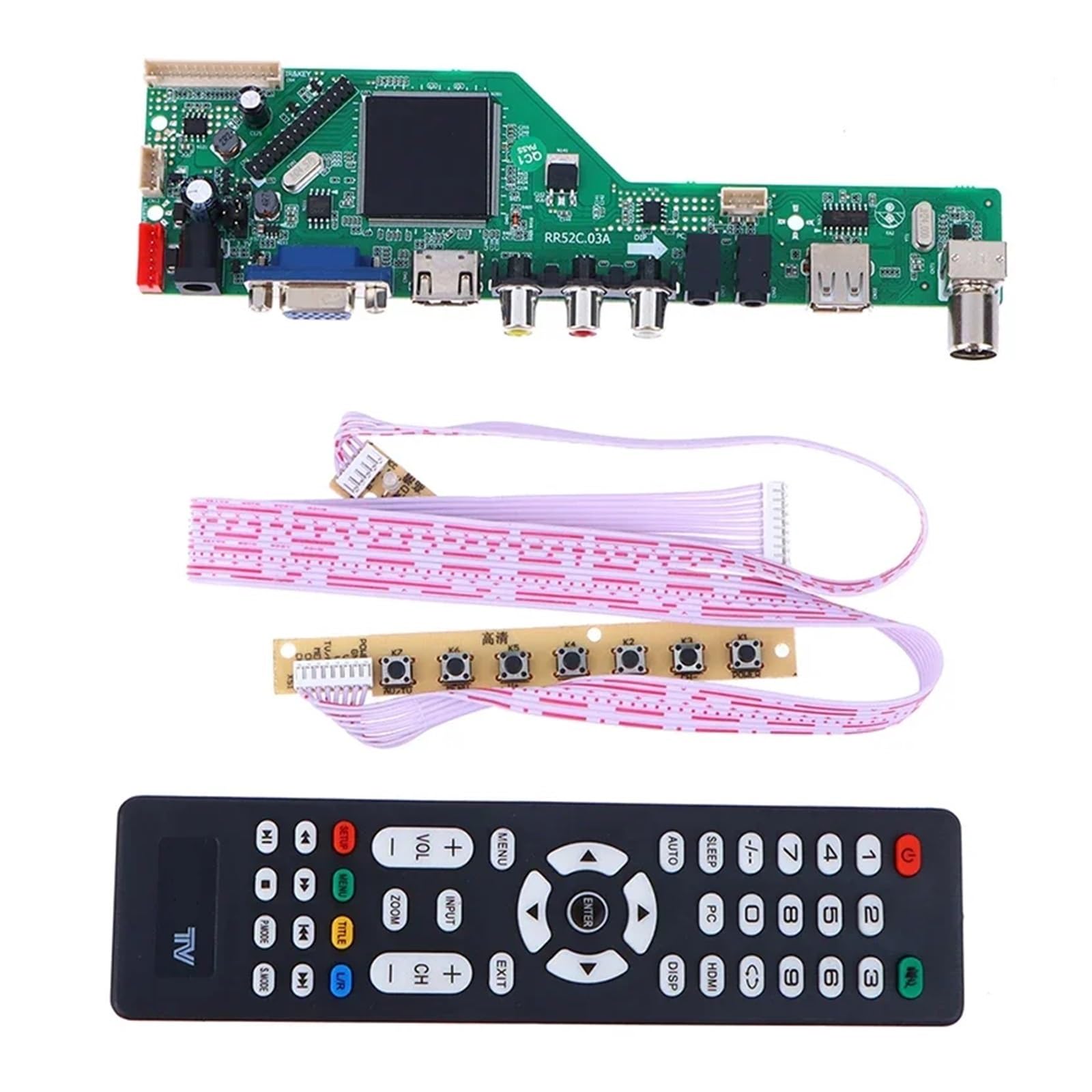 Carte mère TV RR52C.03A DVB-T2 avec télécommande pour réparation écran