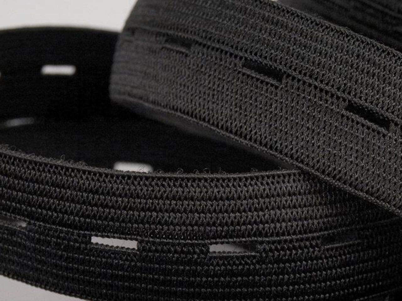 Elastic Black, White Buttonhole Woven Black 15Mm