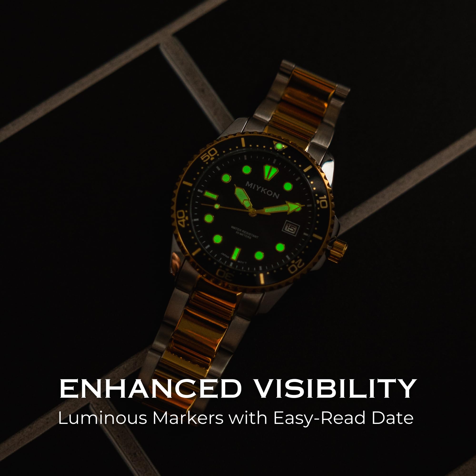 Miykon Reloj deportivo de buceo para hombre, fecha rápida, luminoso, bisel