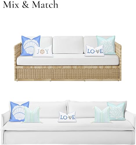 Miniatura 10 de Hofdeco Premium Funda de almohada lumbar para interiores y exteriores, solo para patio, 12 x 20 pulgadas, repelente al agua para patio trasero,