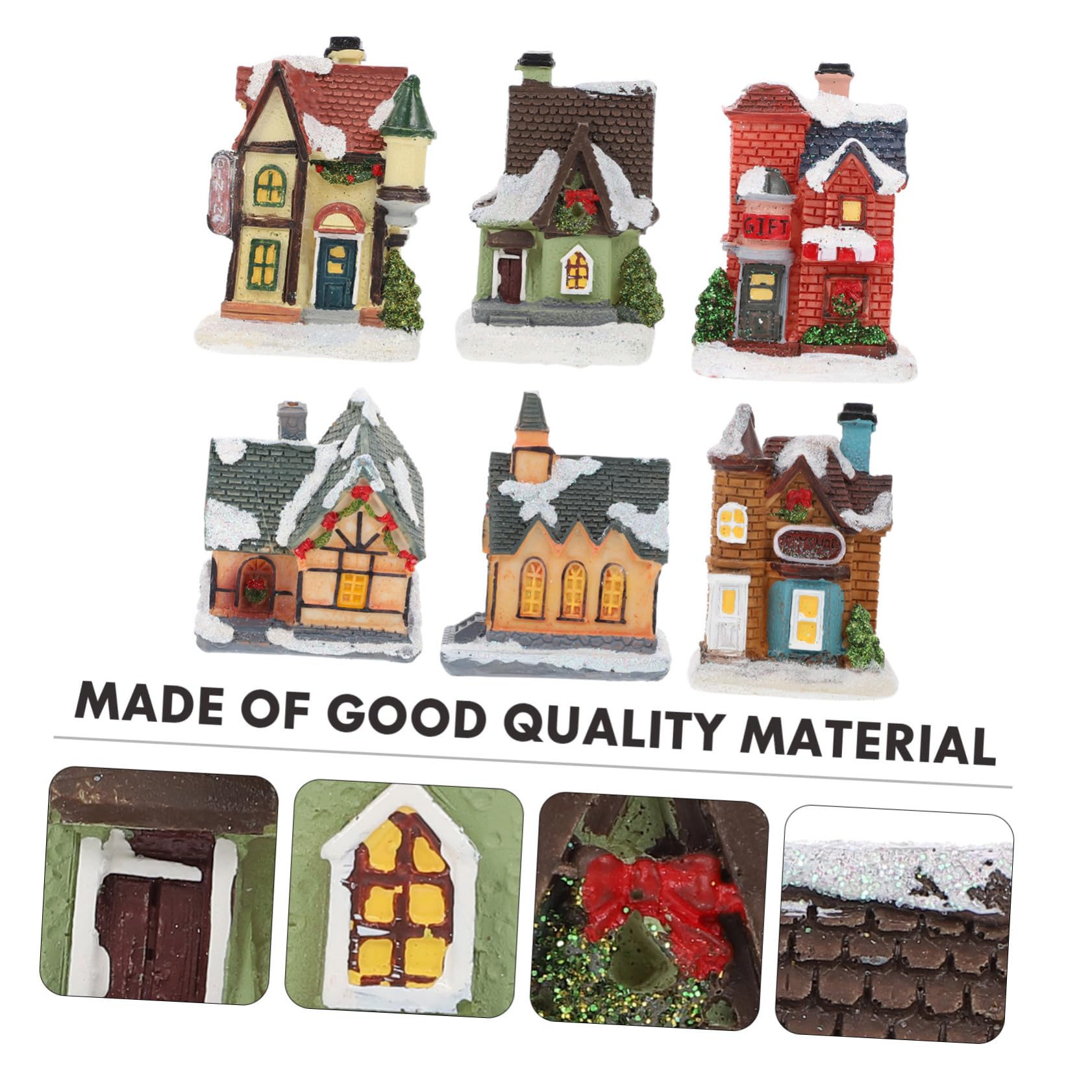 6 piezas de casa luminosa de Navidad cabaña iluminada de Navidad casa en miniatura pueblo decoración de Navidad con decoración rústica ligera figuras en miniatura mini regalos paisaje accesorio micro