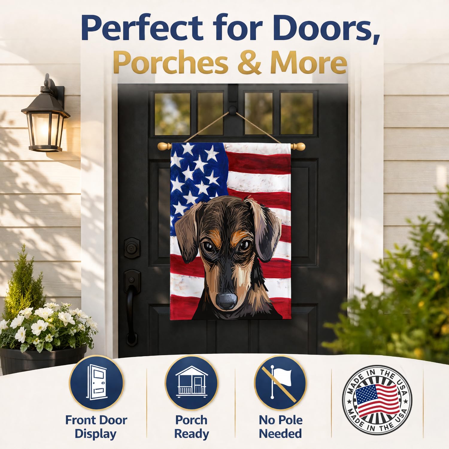 Caroline's Treasures CK6699CHF - Bandiera americana a forma di cane serbo, misura grande, multicolore