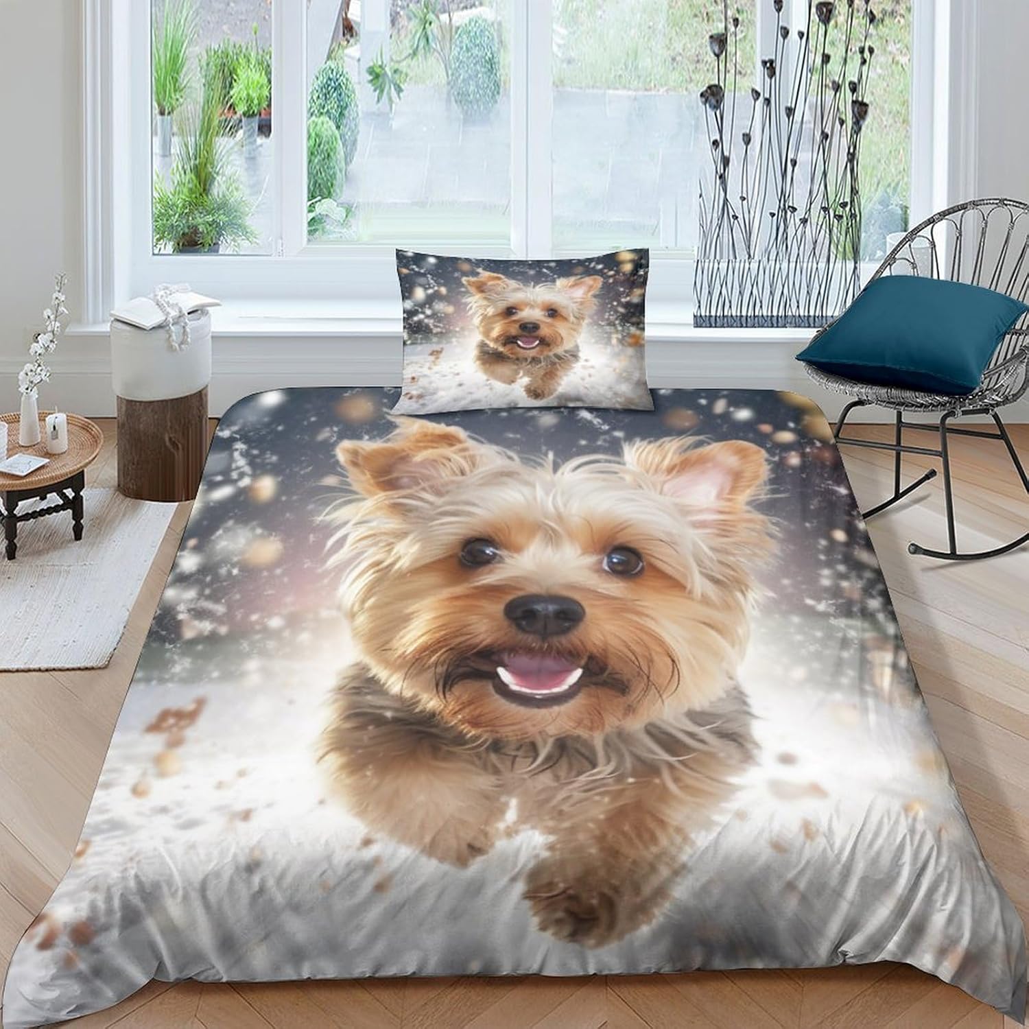 MOBYAT Cute Dog Bed Linen Set for Girls Boys Duvet Cover Set 3D Print