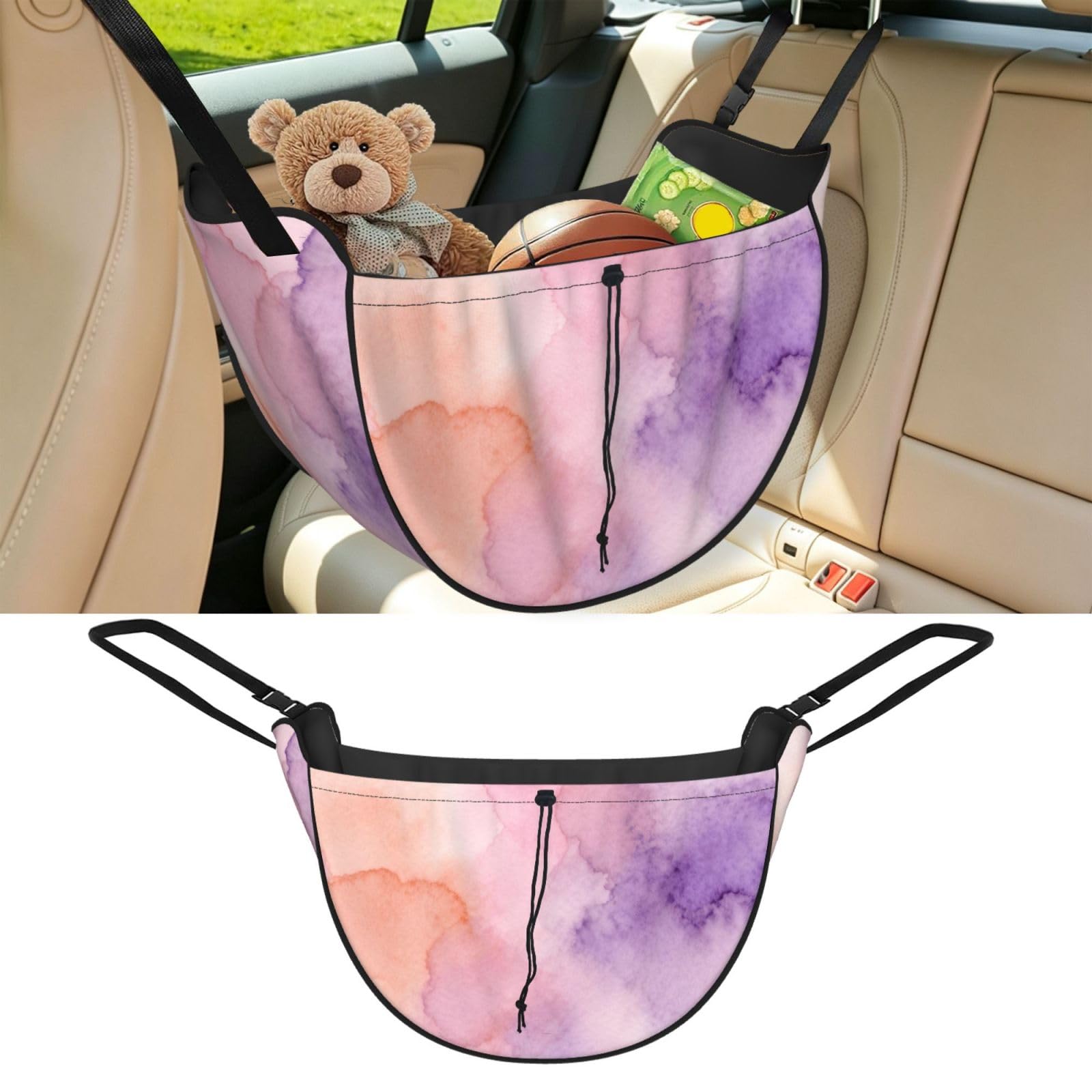 Cntdbu Black Abstract Watercolor Car Seat Organizer-Backseat Storage Bag For Travel